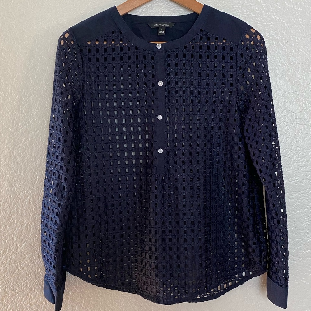 BANANA REPUBLIC Blouse Cage Woven Popover